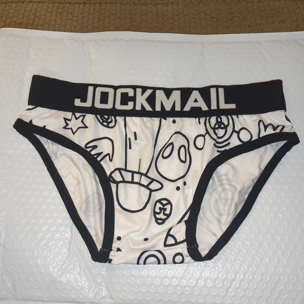 Jockmail Black White Abstract Printed Polyester Briefs Size Large
